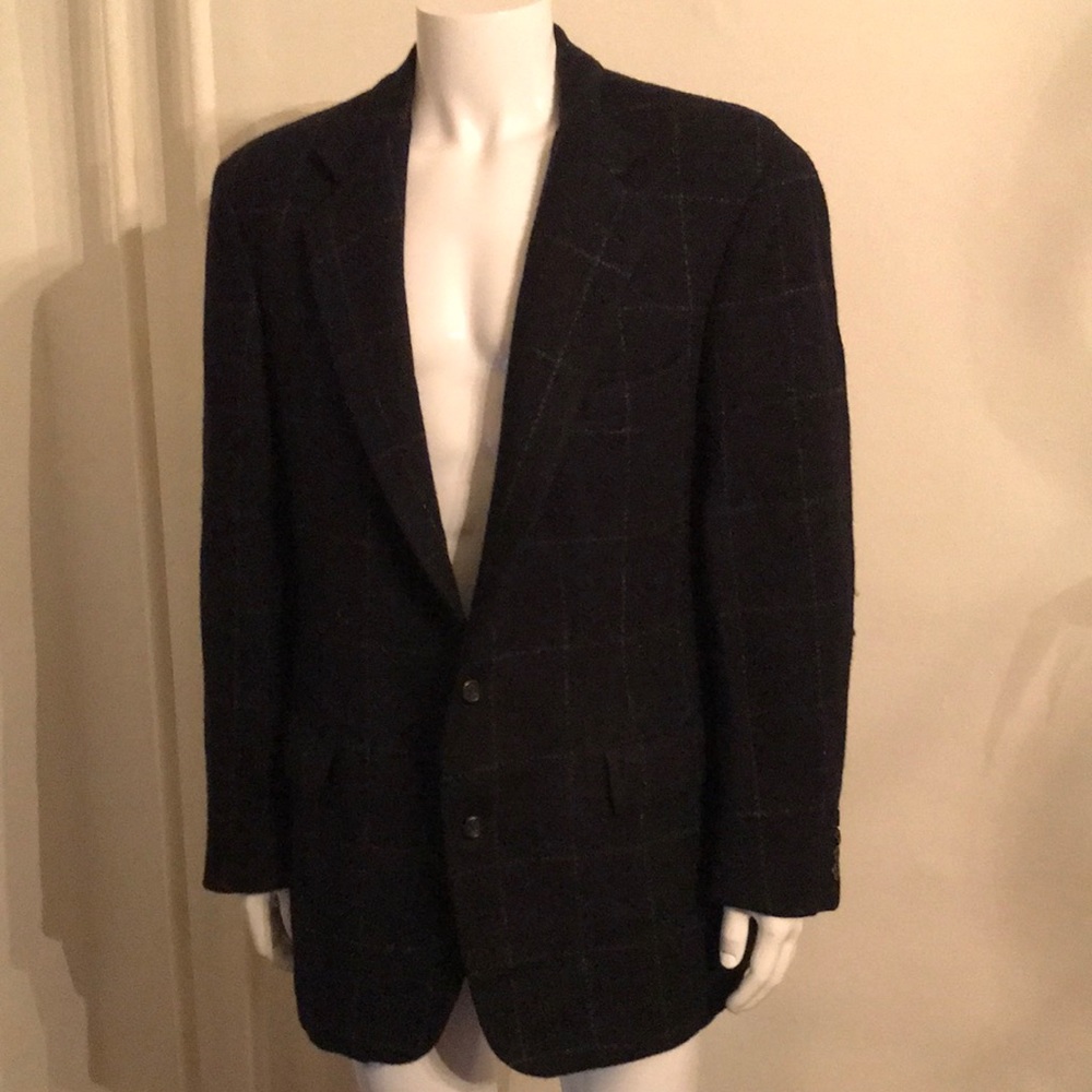 Ralph Lauren (Polo) wool navy blue plaid dress jacket XL